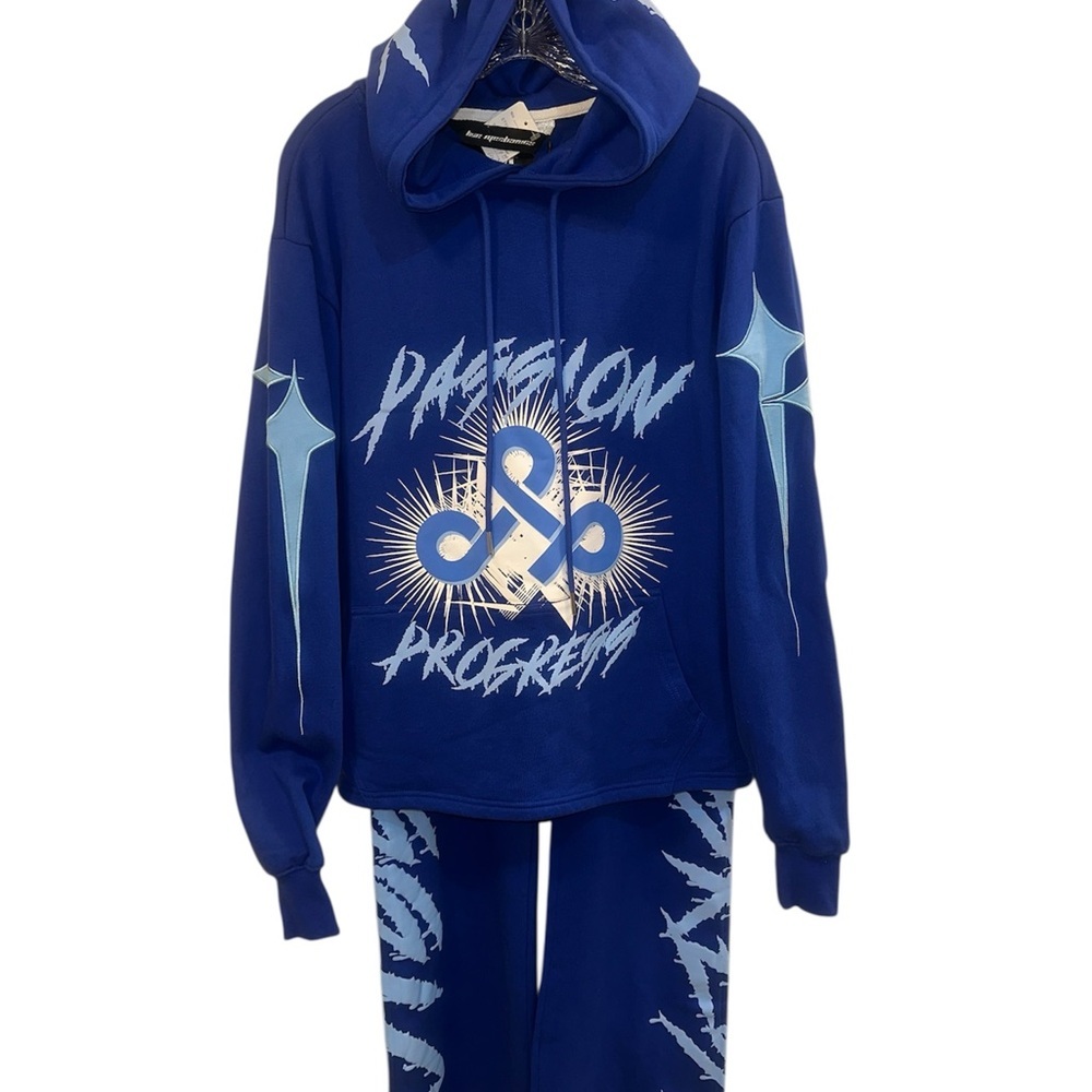 Live Mechanics "3 P’s" Sweatsuit Set - Blue - Size Large - Pain Passion Progress
